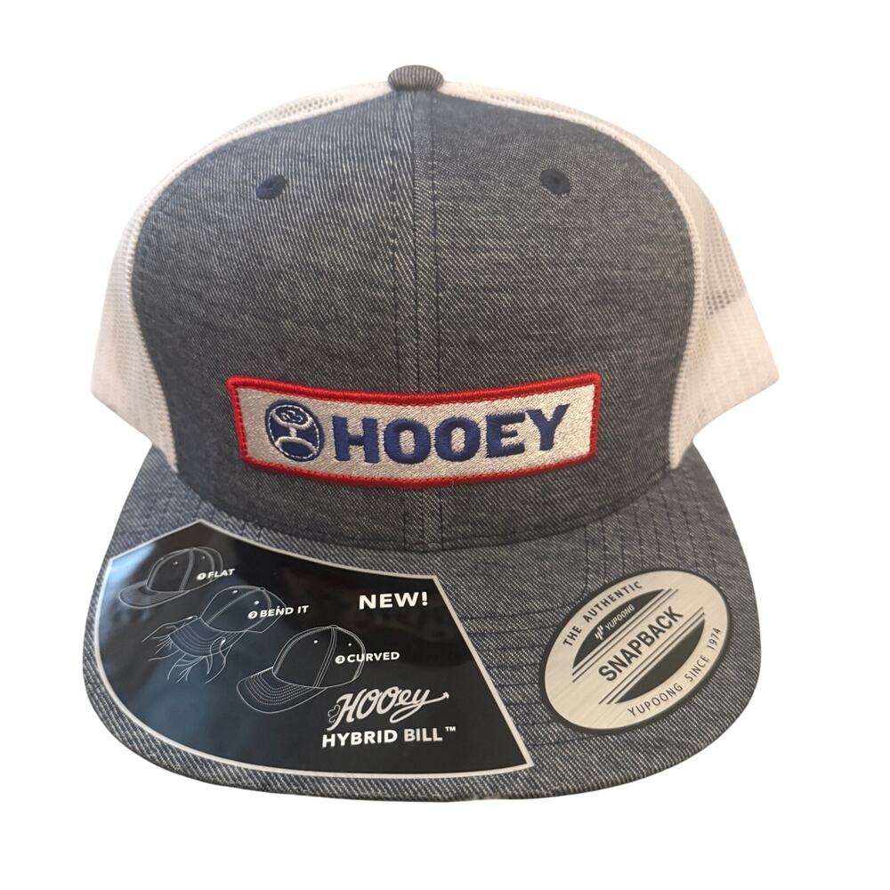 Hooey Grey Patch Hybrid Bill Snapback Hat New with tags